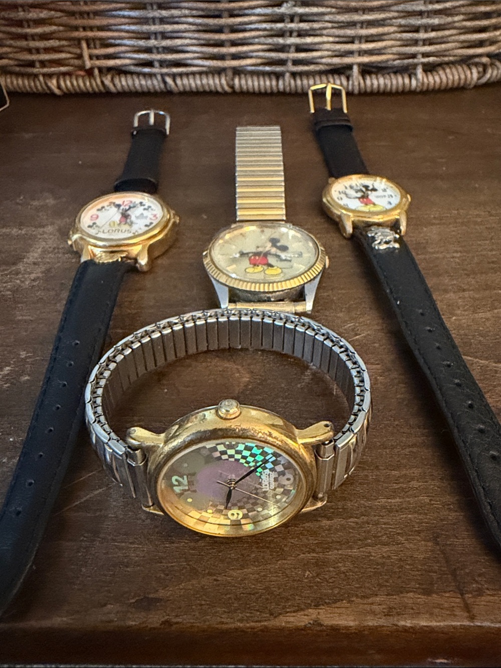 Vintage Disney Mickey Mouse Lorus Watch Lot of 4 – Speidel Band – Untested